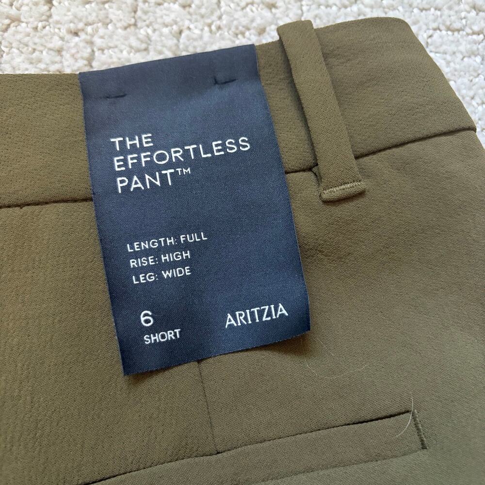 *NWT Aritzia The Effortless Pants Crepette Olive Green Size 6 Short Wide Leg - Picture 6 of 10